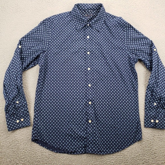 Gap Shirt Mens Large Blue Dots‎ Long Sleeve Button up Classic Casual - Picture 1 of 13